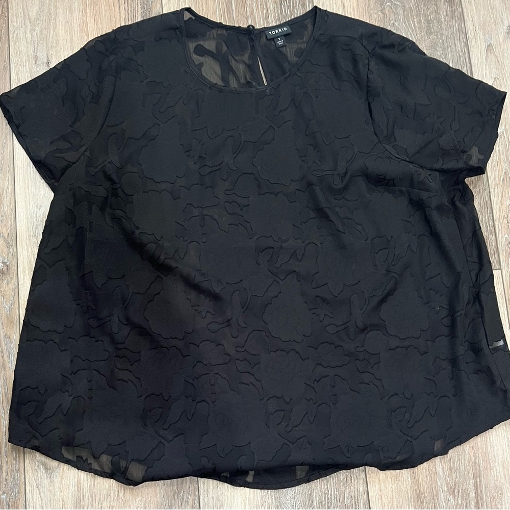 Torrid Chiffon Semi Sheer pullover short sleeve blouse